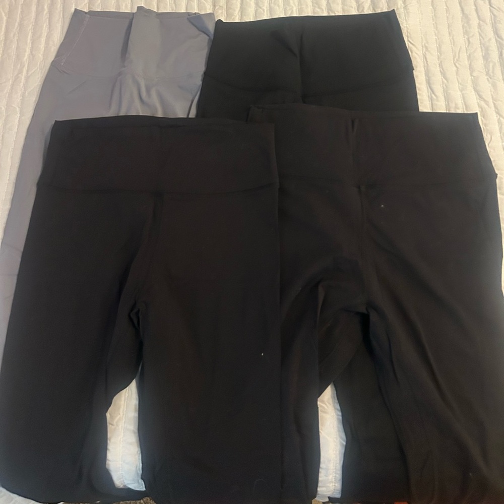 4 Women's High-Rise Leggings - 3 Black & 1 Gray